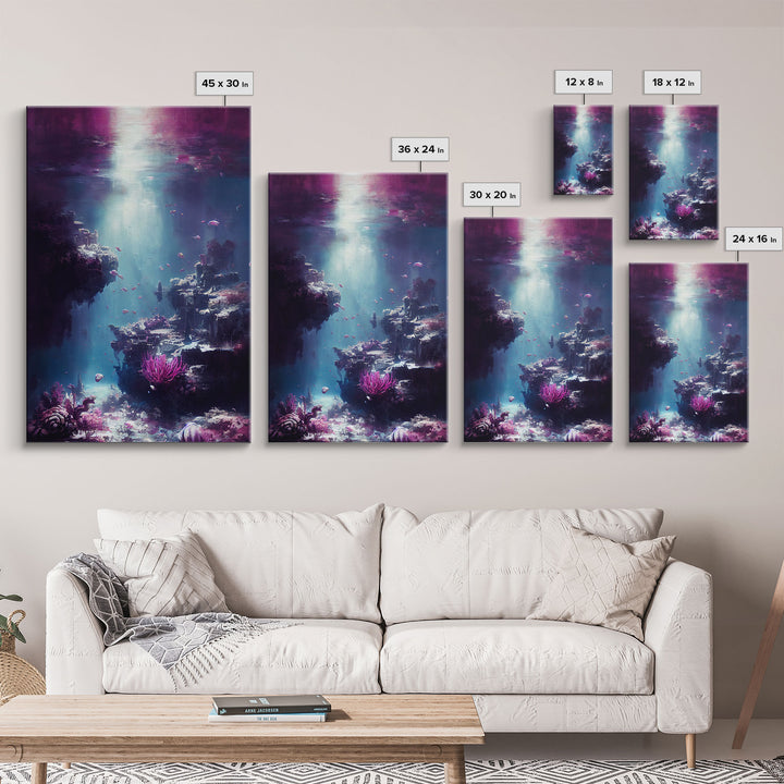 Under The Sea, Coral Reef Art, Framed Canvas Print