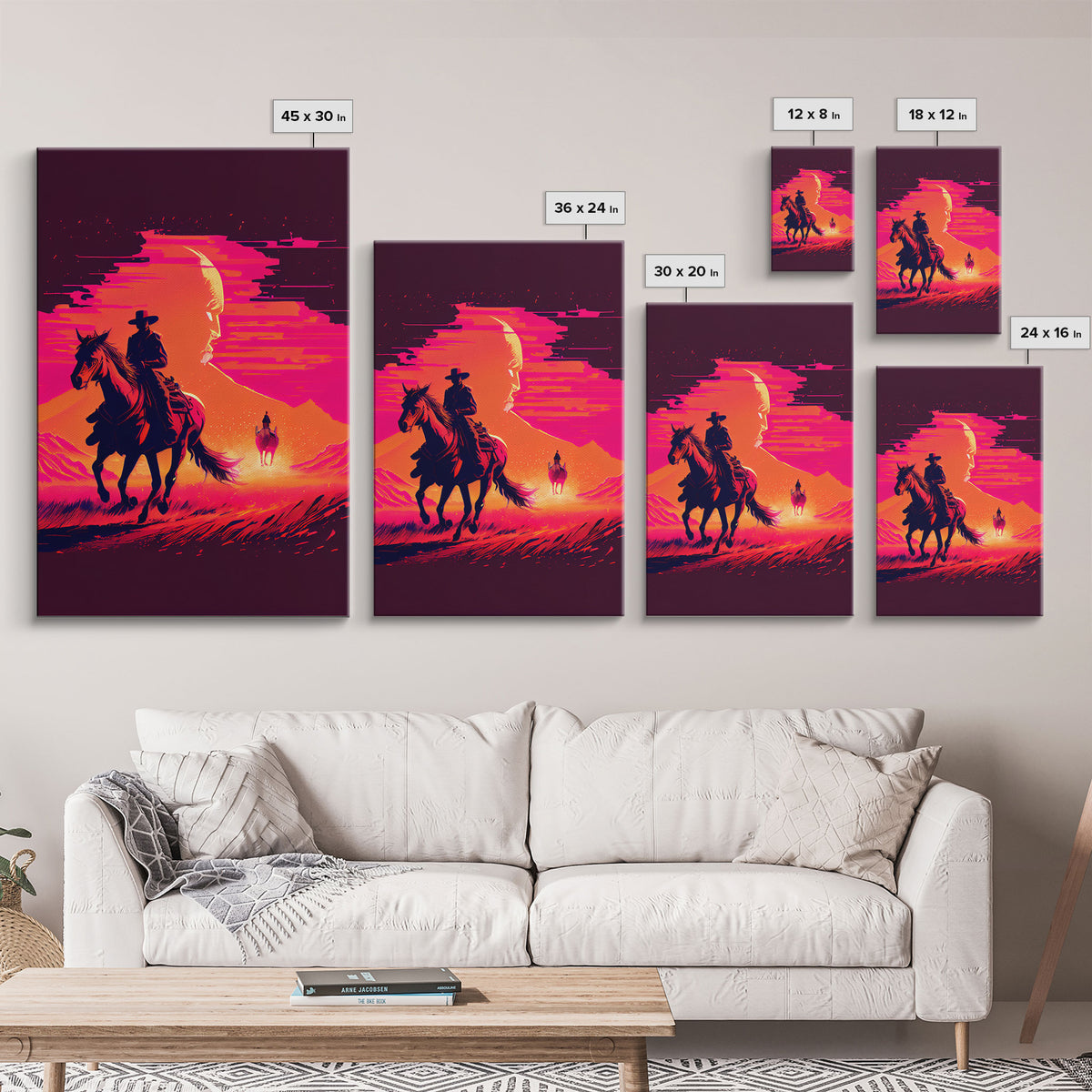 Vaporwave Cowboy Horse Desert Purple Man Fine Art Print, Wall Art Print, Wall Poster, Wall Décor