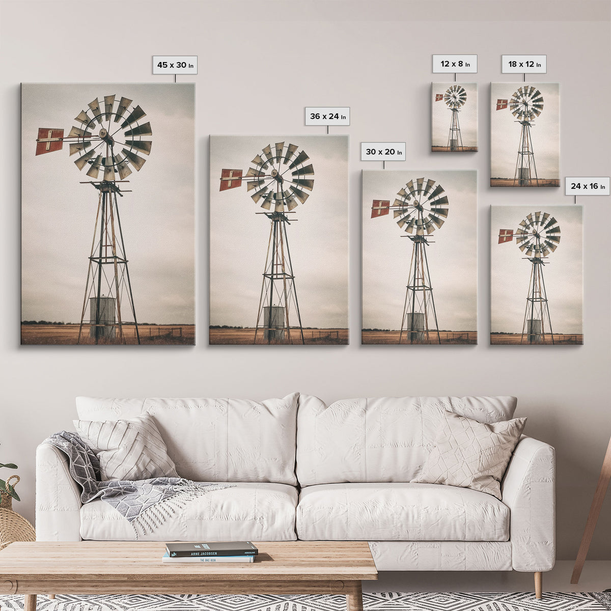 Rustic Farmhouse Home Decor, Windmill Photography Photo Print Art, Rustic Industrial Farmhouse Wall Art Picture, Country Landscape Picture