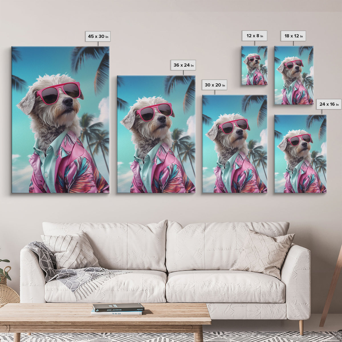 Shih Tzu Wall Print, Dog Wall Art, Dog Sunglasses, Pink Floral Suit, Funny Wall Art, Framed Wall Art, Framed Canvas, Wall Print, Wall Canvas