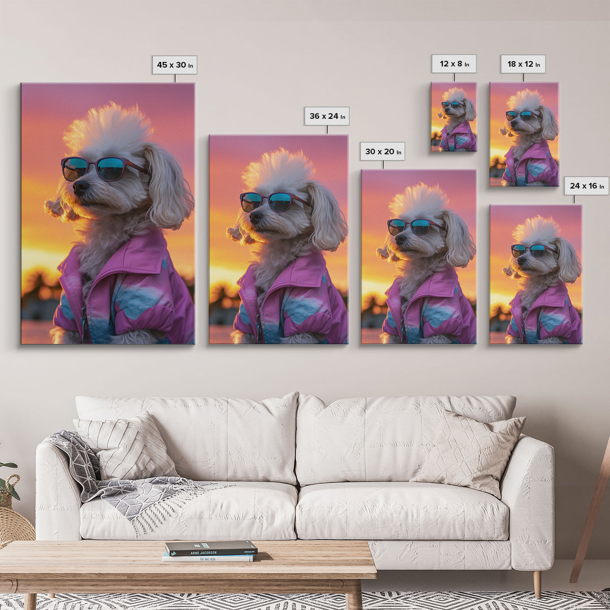 Shih Tzu Wall Print, Dog Wall Art, Dog Sunglasses, Dog In Pink Tracksuit, Funny Art, Framed Wall Art, Framed Canvas, Wall Print, Wall Canvas