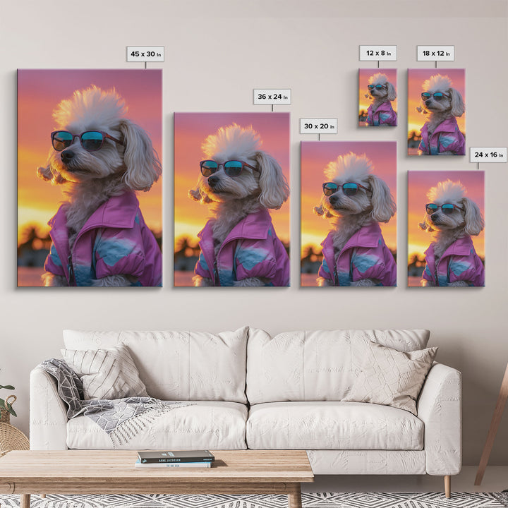 Shih Tzu Wall Print, Dog Wall Art, Dog Sunglasses, Dog In Pink Tracksuit, Funny Art, Framed Wall Art, Framed Canvas, Wall Print, Wall Canvas