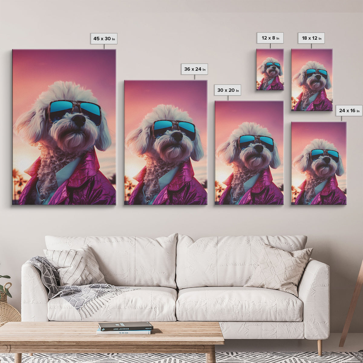 Poodle Wall Print, Dog Wall Art, Dog Sunglasses, Dog In Pink Suit, Funny Art, Framed Wall Art, Framed Canvas, Wall Print, Wall Canvas