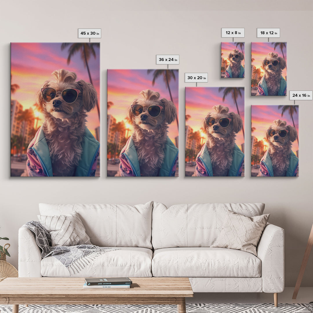 Shih Tzu In Sunglasses Blue Tracksuit Wall Print, Dog Portrait, Dog Art Print, Framed Wall Art, Framed Canvas, Wall Print, Wall Canvas