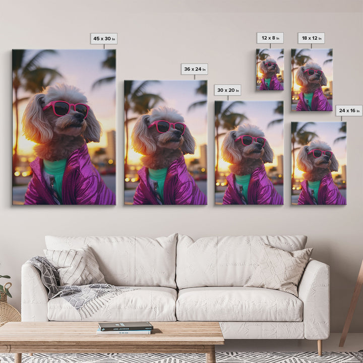 Poodle In Sunglasses Pink Tracksuit Wall Print, Dog Portrait, Dog Art Print, Framed Wall Art, Framed Canvas, Wall Print, Wall Canvas