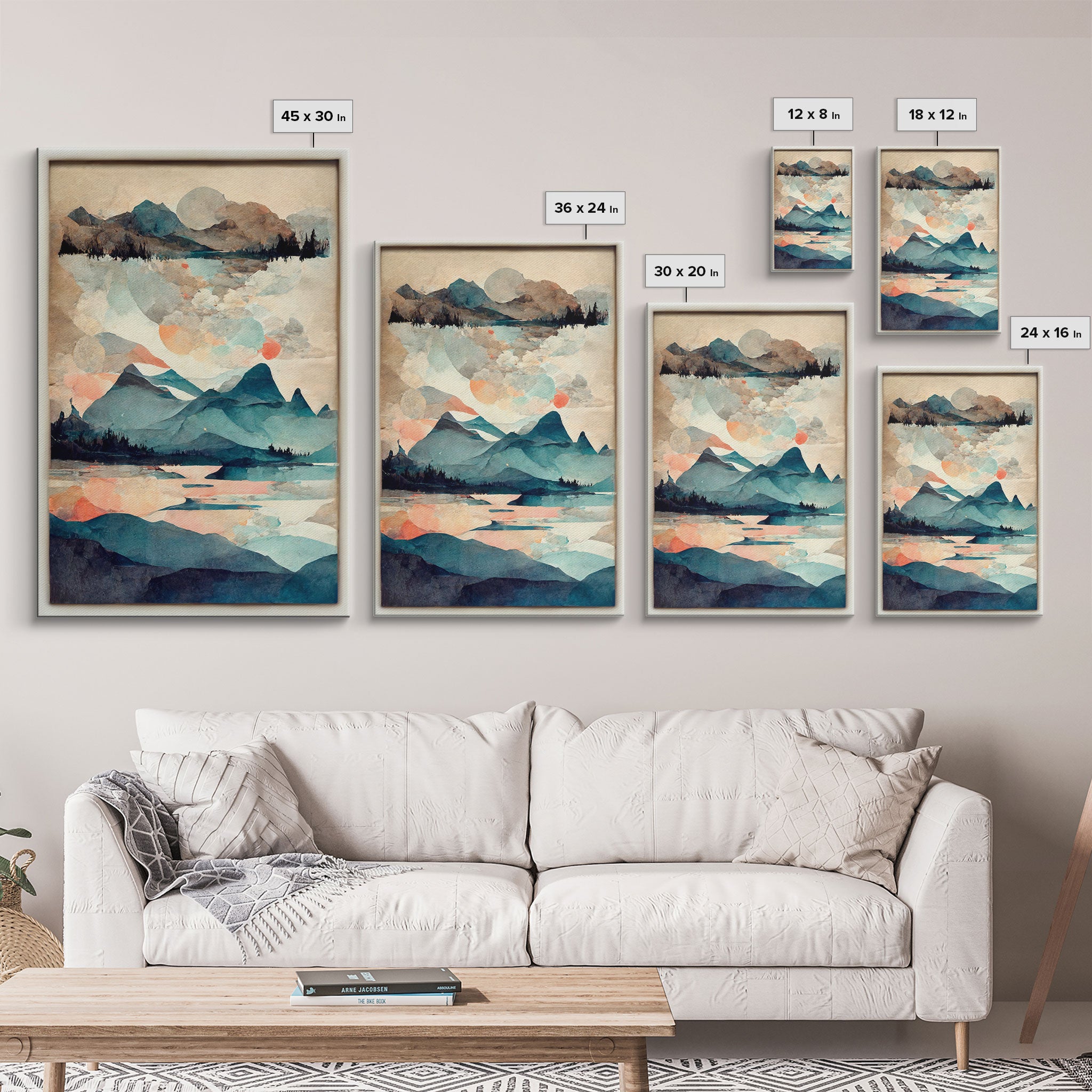 Canvas Home Artwork Decoration Nordic Style Abstract Color Canvas Wall Art for Living Room, Bedroom, Office Art Water Color Landscape