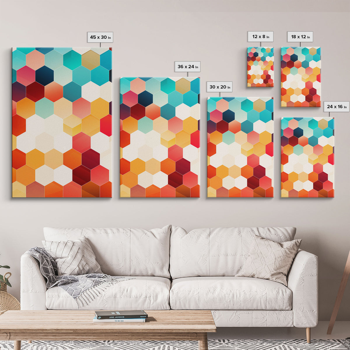 Mid Century Art Print, Framed Modern Art, Geometric Art, Mid Century Modern Wall Art, Colorful Art, MCM Style Canvas Art