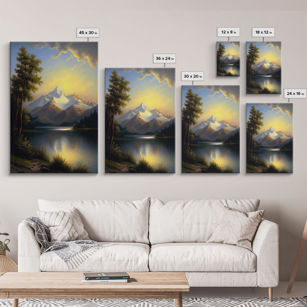 Mountain With Lines Canvas Print, Canvas and Wood Wall Art Decor Canvas Nursery Sign Picture Living Room, Framed Wall Art