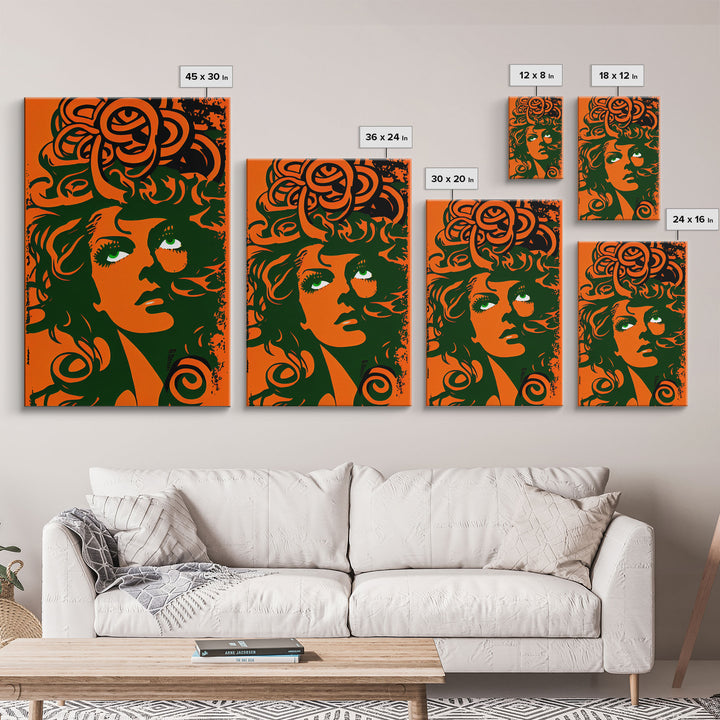 Nordic Medusa Pop Art Canvas Print, Classic Portrait Posters and Prints, Canvas for Living Room Home Decor, ready to hang canvas print