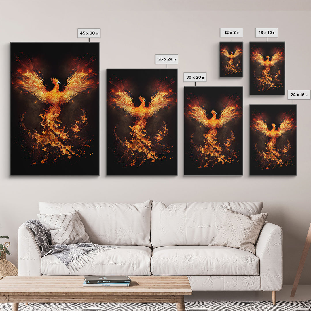 The Phoenix, Symbol of Renewal, Rebirth, Framed Canvas Art, Canvas Print, Canvas  Wall Art, Strength, Transformation and Renewal