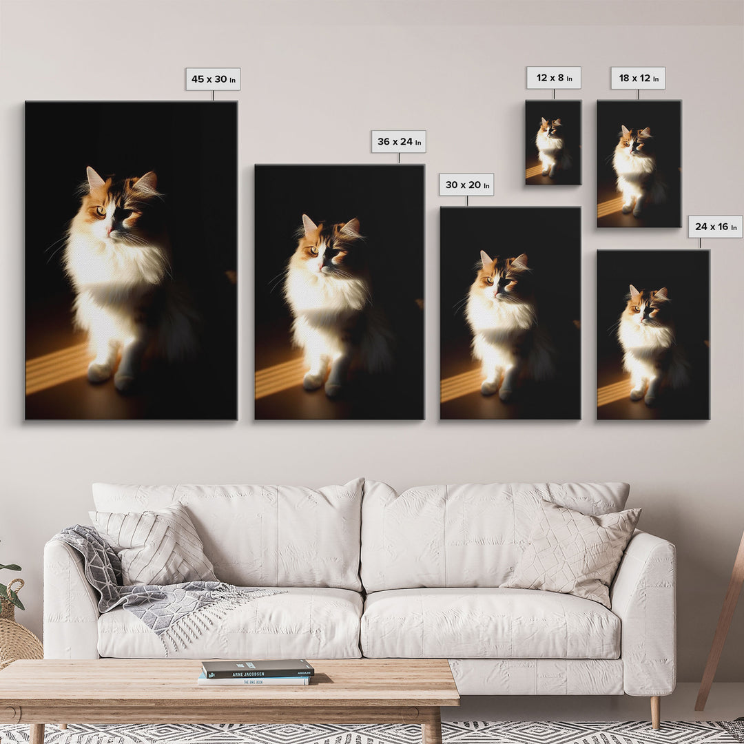 Portrait of a Calico Cat, Framed Canvas Print, Cat Art, Cat Photography, Cat Wall Art
