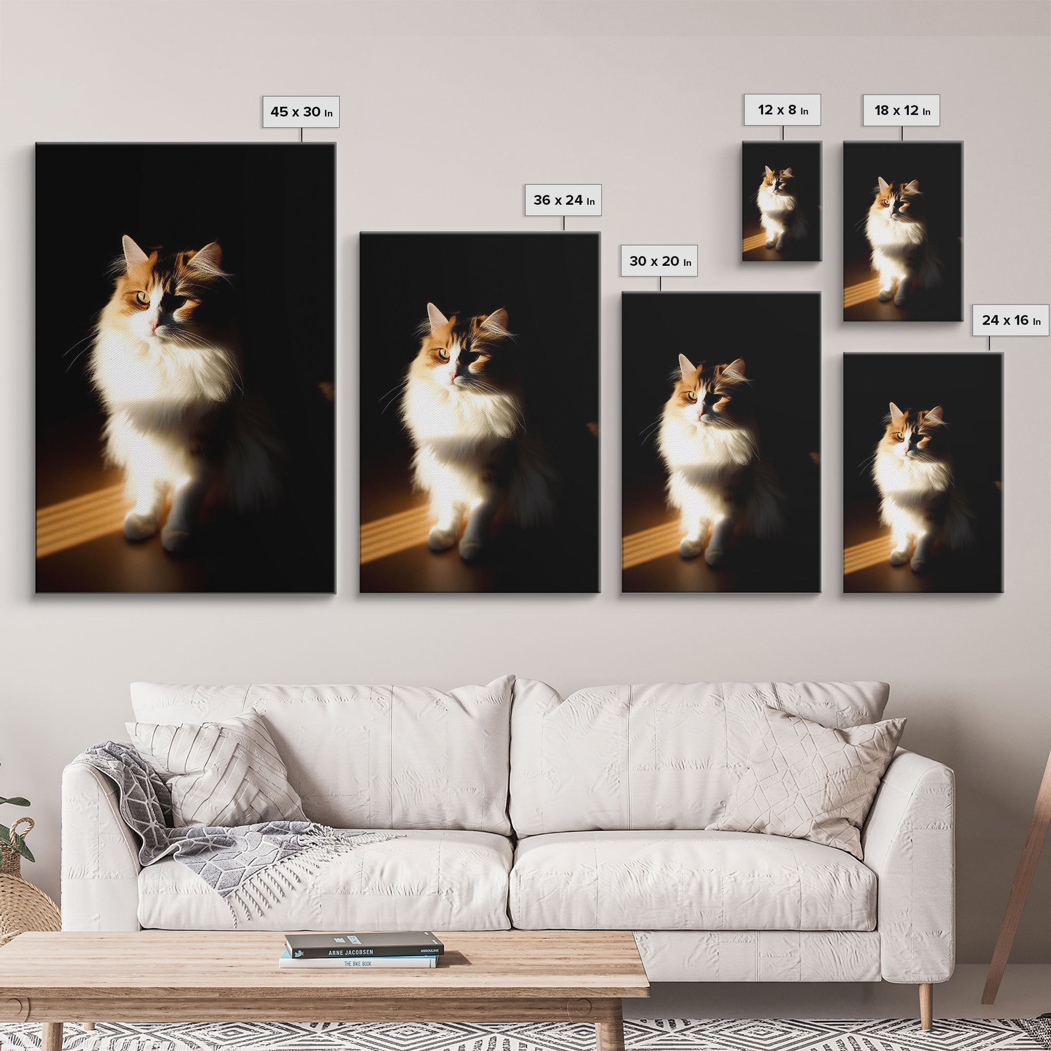 Portrait of a Calico Cat, Framed Canvas Print, Cat Art, Cat Photography, Cat Wall Art