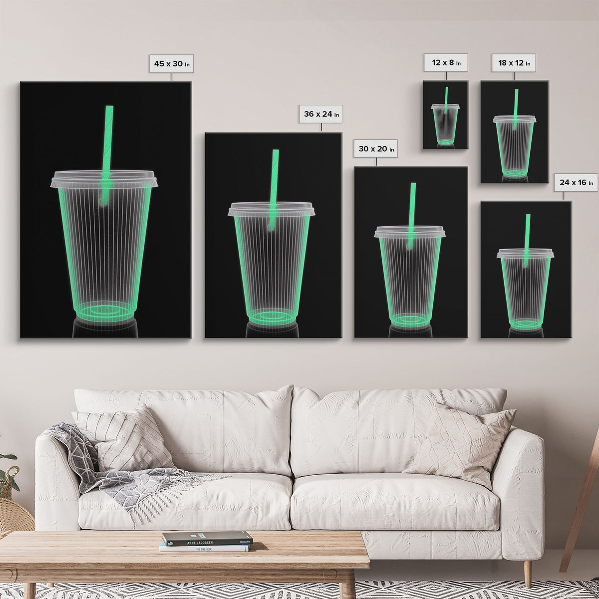 Disposable Plastic Cup Wall Art, Green Cup, Kitchen Wall Art, Minimalist Print, Wall Decor, Canvas Print, Wall Art, Framed Canvas