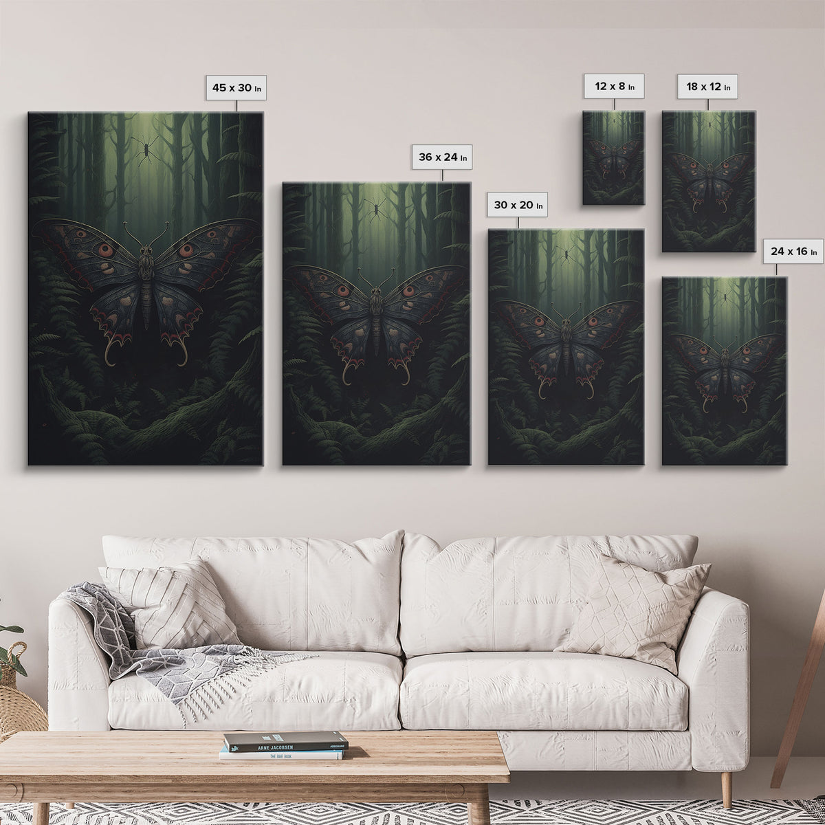 Butterfly Wall Decor, Butterfly In Woods, Green Wall Art, Insect Wall Decor, Wall Decor, Canvas Print, Wall Art, Framed Canvas