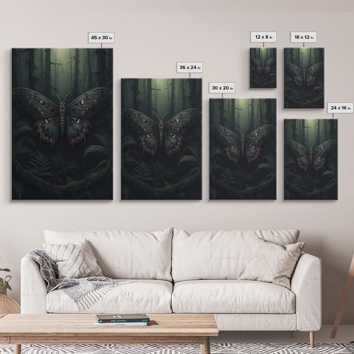 Butterfly In Woods, Butterfly Wall Decor, Dark Art, Green Wall Art, Insect Wall Decor, Wall Decor, Canvas Print, Wall Art, Framed Canvas