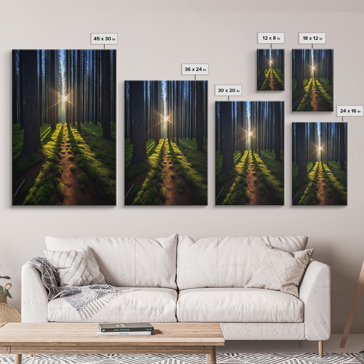 Sunset Wall Decor, Nature Print, Forest Path Wall Art, Trees Wall Art, Photography Print, Wall Decor, Canvas Print, Wall Art, Framed Canvas