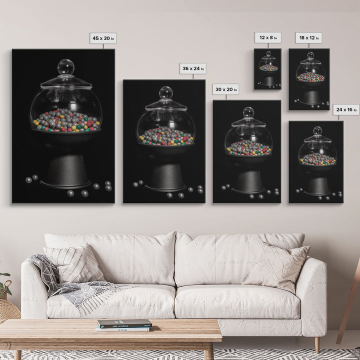 Gumball Machine Wall Art, Candy Dispenser Wall Decor, Kitchen Art, Minimalist Print, Wall Decor, Canvas Print, Wall Art, Framed Canvas