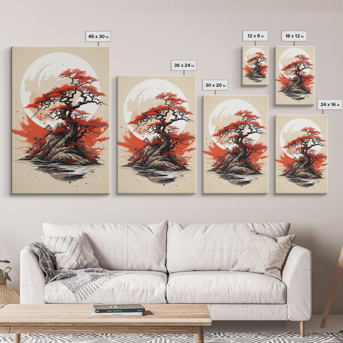Japanese Wall Art, Japanese Maple Tree, Framed Canvas Print, Japanese Art, Japanese Hanging Wall Art