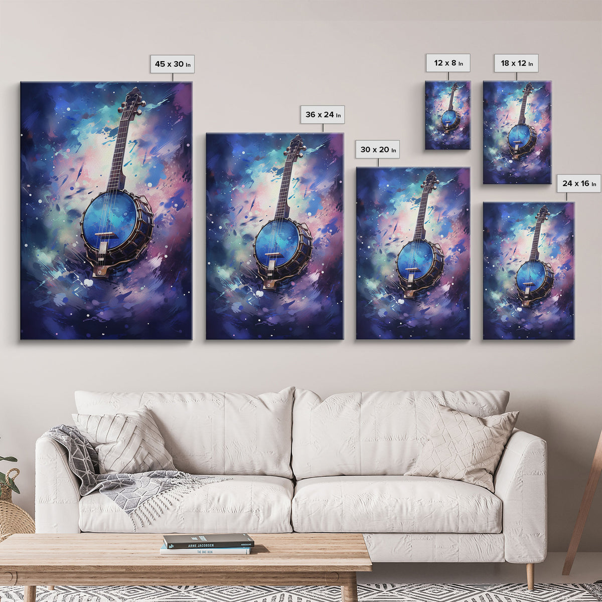 Galaxy Banjo Gift, Banjo Wall Art Canvas Print, Country Music Art, Guitar Art, Banjo Poster Print, Banjo Gifts, Musical Art