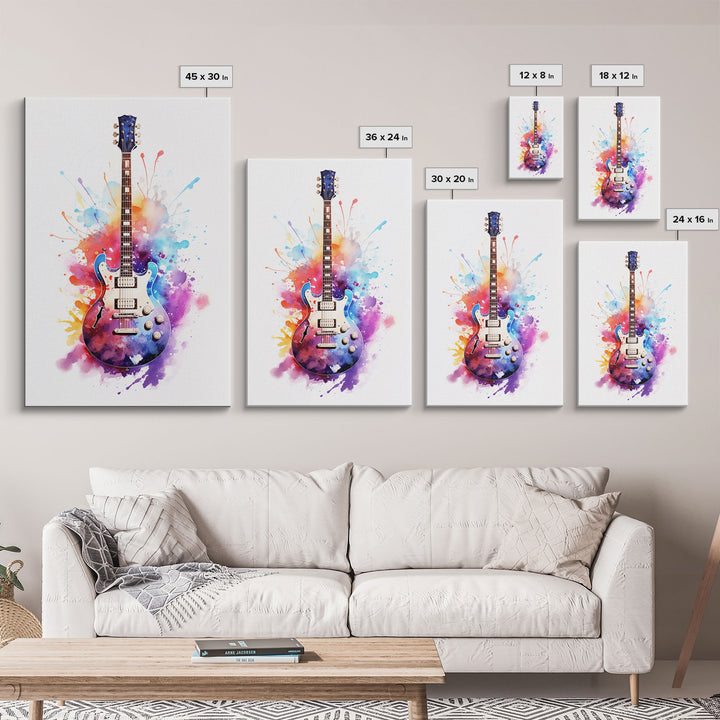 Rock N Roll Art, Classic Electric Guitar Print, Studio Gift, Musician Gift, Music Wall Art, Framed Canvas Print, Rock And Roll