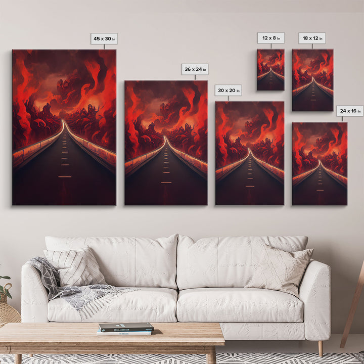 Highway to Hell, canvas print, Halloween wall art, spooky home decor