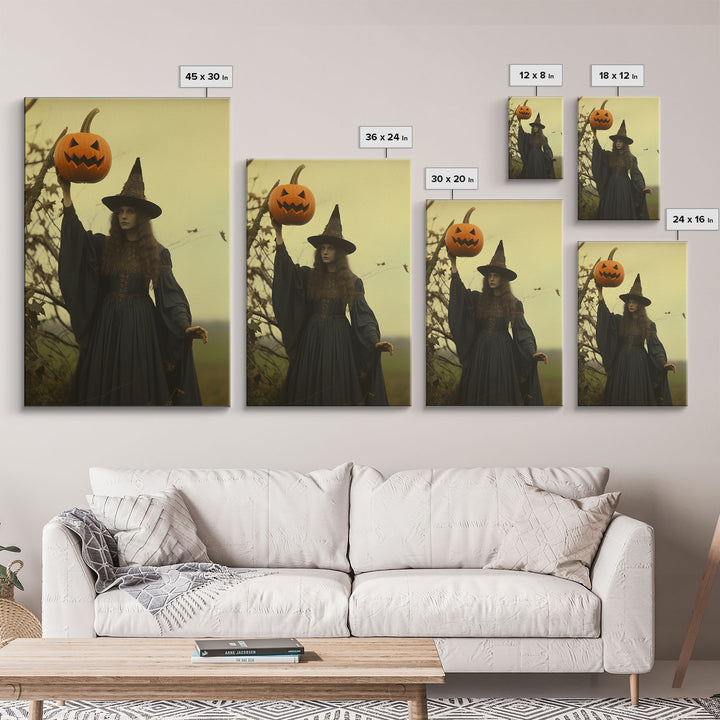 The Witch, Spooky Victorian Witch Photography Daguerreotype, Tin Type, Framed Canvas Print, Victorian Witches, Halloween Decor