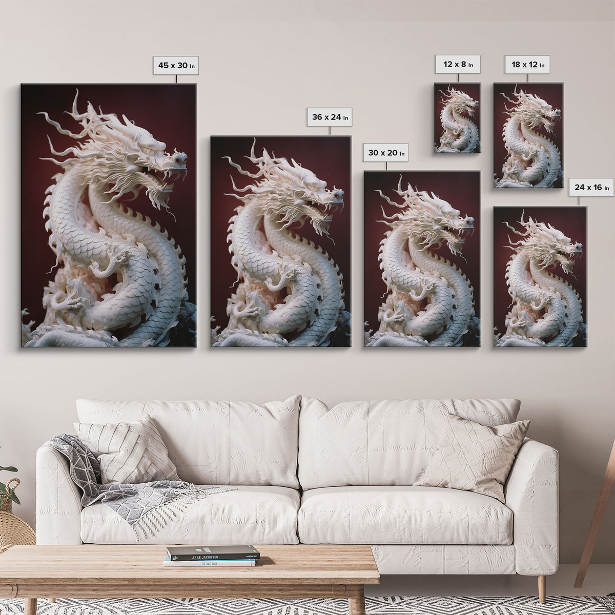 Dragon Art, Sculpture Wall Art, Asian Decor, Canvas Print, Wall Art, Vertical Print, Gift For Couples, Dorm Room Art, Living Room Prints