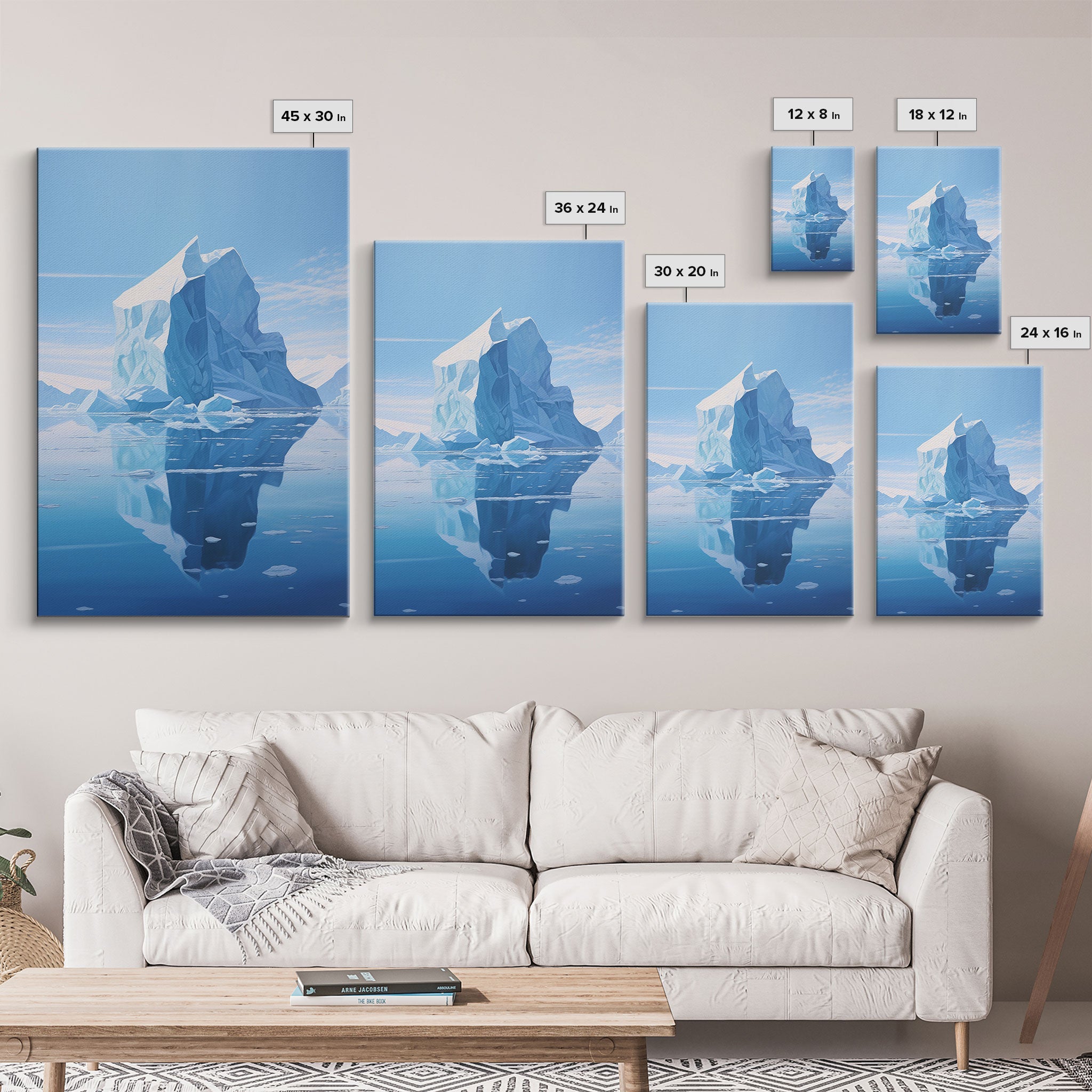 Seascape Wall Print, Iceberg Wall Art, Iceland Wall Art, Canvas Print, Wall Art, Vertical Art, Living Room Wall Art, Gift Ideas, Room Decor