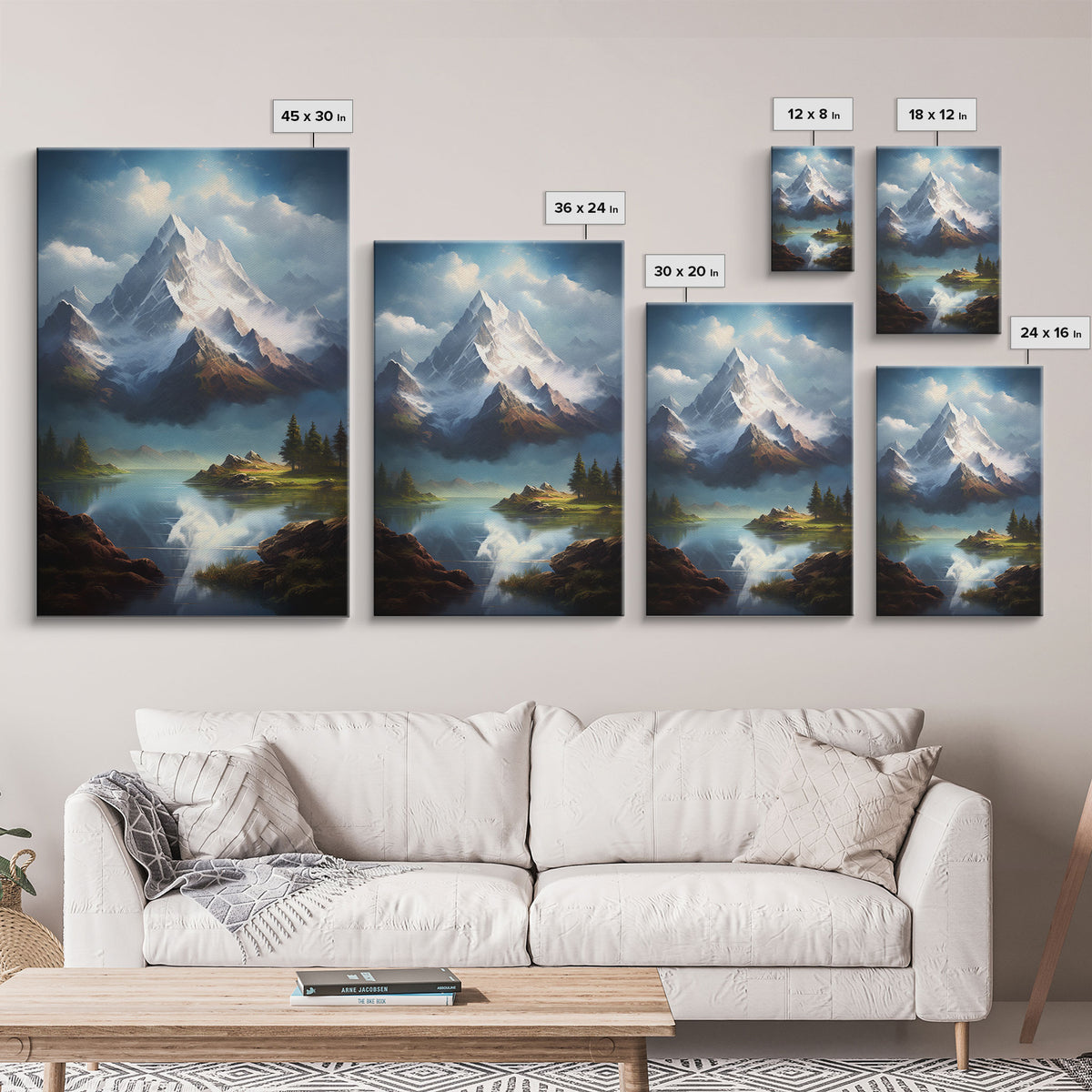 Mountains Wall Art, Lake Wall Print, Landscape Wall Art, Canvas Print, Wall Art, Vertical Art, Client Gift, Ranch House Decor, Office Prints