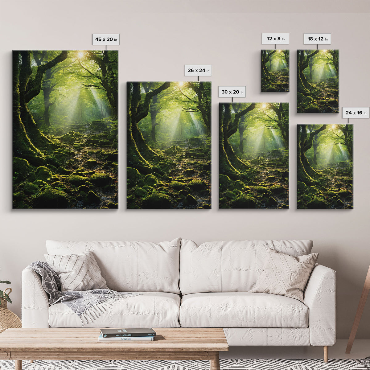 Forest Wall Art, Nature Prints, Trees Wall Art, Canvas Print, Wall Art, Vertical Art, Teacher Gift, Over Bed Wall Decor, Bookshelf Decor