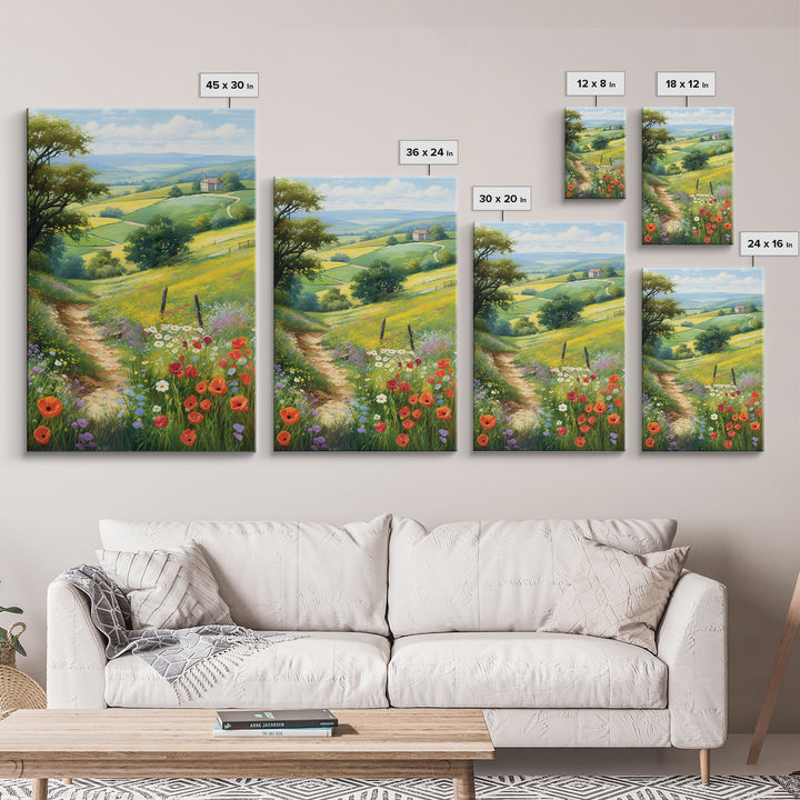 Countryside Wall Art, Wildflowers Wall Art, Meadow Wall Print, Canvas Print, Wall Art, Vertical Art, Country Wall Art, Landscape Art
