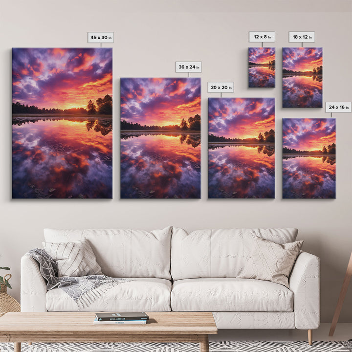 Lake Wall Art, Water Reflection, Landscape Wall Art, Sunset Wall Art, Canvas Print, Wall Art, Vertical Art, Nature Wall Art, Wall Hanging
