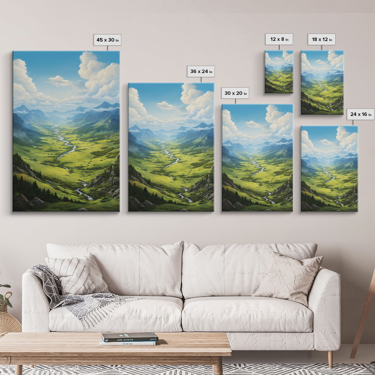 Mountains Wall Art, Valley Art, River Wall Print, Canvas Print, Wall Art, Vertical Art, Realtor Thank You, Home Wall Decor, Dorm Room Art