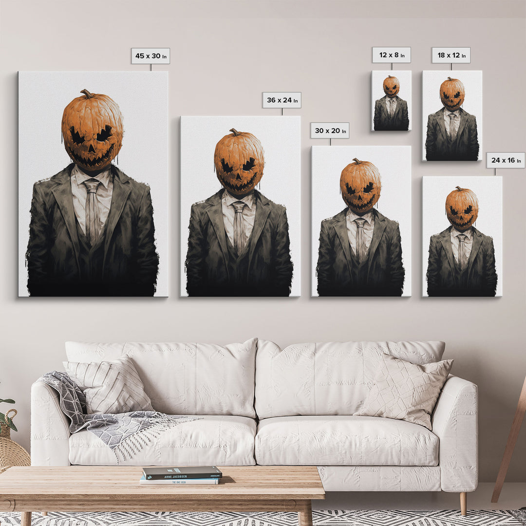 Portrait Of Jack - The Jack O Lantern Man, Vintage Halloween Art, Macabre Halloween Decoration, Dark Macabre, Goth Art, Pumpkin Patch Horror