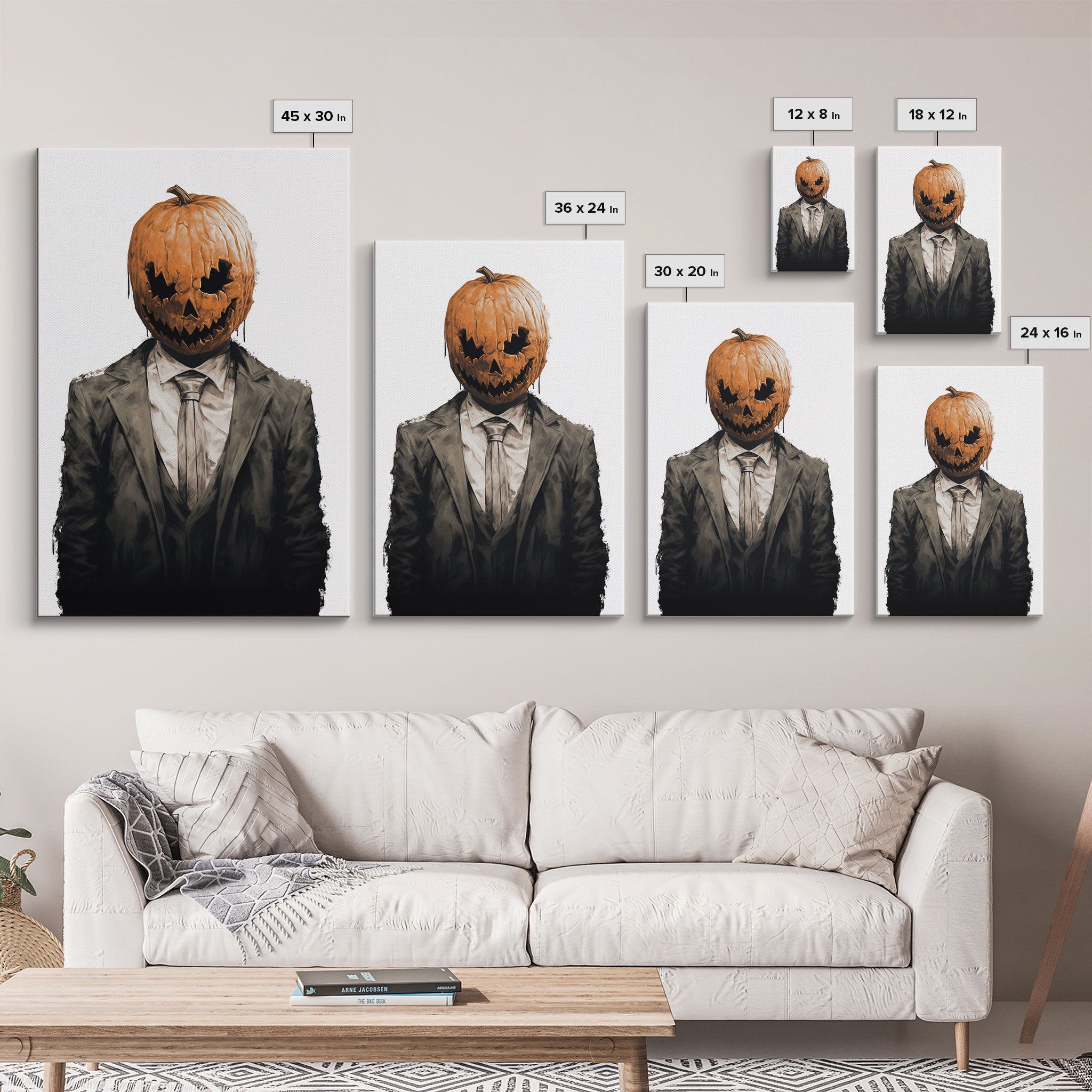 Portrait Of Jack - The Jack O Lantern Man, Vintage Halloween Art, Macabre Halloween Decoration, Dark Macabre, Goth Art, Pumpkin Patch Horror