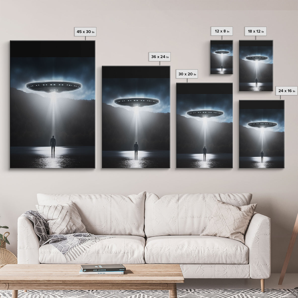 The Encounter, Framed Canvas Print, Scifi Canvas Art, UFO Photography