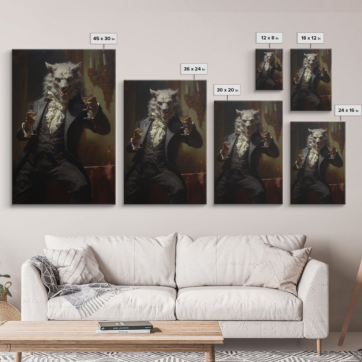 Halloween Wall Art, This Werewolf Is Here To Party, Funny Halloween Decor, Vintage Halloween, Gothic Victorian Werewolf Portrait