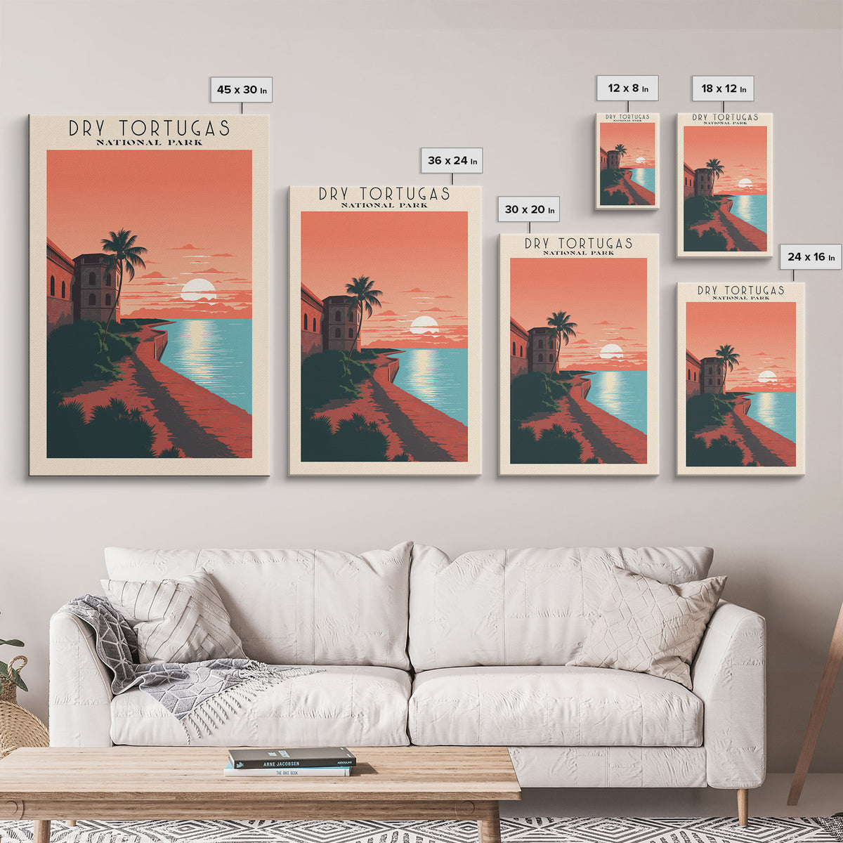Dry Tortugas National Park FloridaTravel Art, National Park Print, Minimalist Travel Art, Midcentury Modern Style Landscape Painting