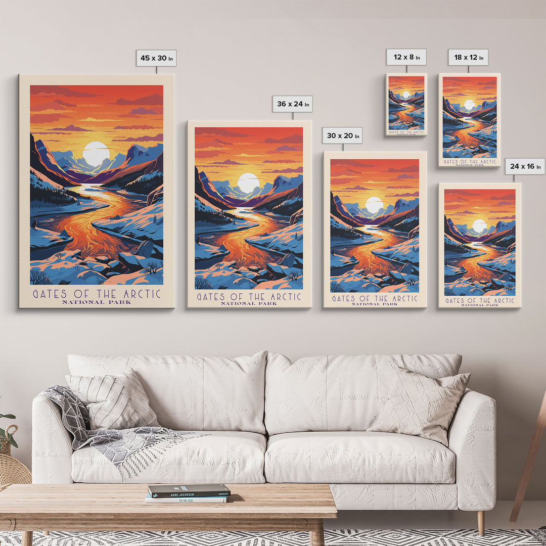 Gates Of The Arctic  National Park Travel Art, National Park Print, Minimalist Travel Art, Midcentury Modern Style Landscape Painting