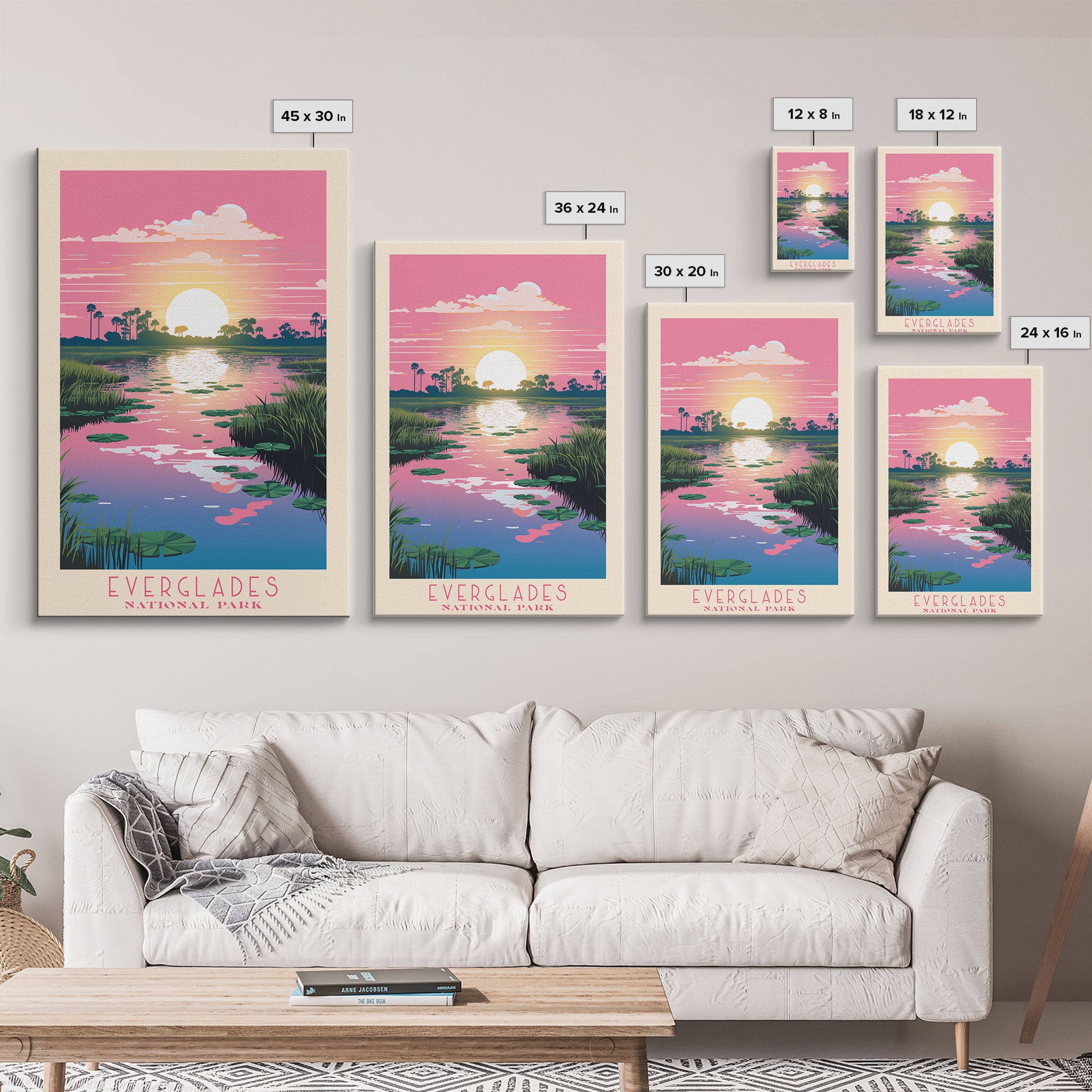 Everglades National Park Florida Travel Art, National Park Print, Minimalist Travel Art, Midcentury Modern Style Landscape Painting