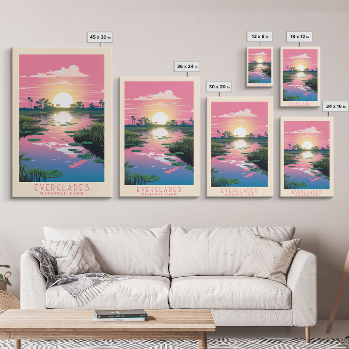 Everglades National Park Florida Travel Art, National Park Print, Minimalist Travel Art, Midcentury Modern Style Landscape Painting