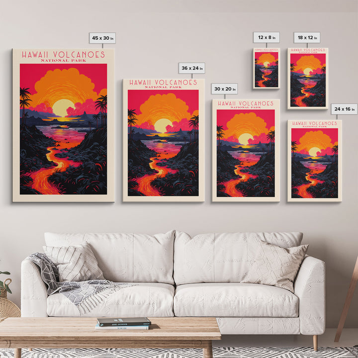 Hawaii Volcanoes National Park Hawaii Travel Art, National Park Print, Minimalist Travel Art, Midcentury Modern Style Landscape Painting