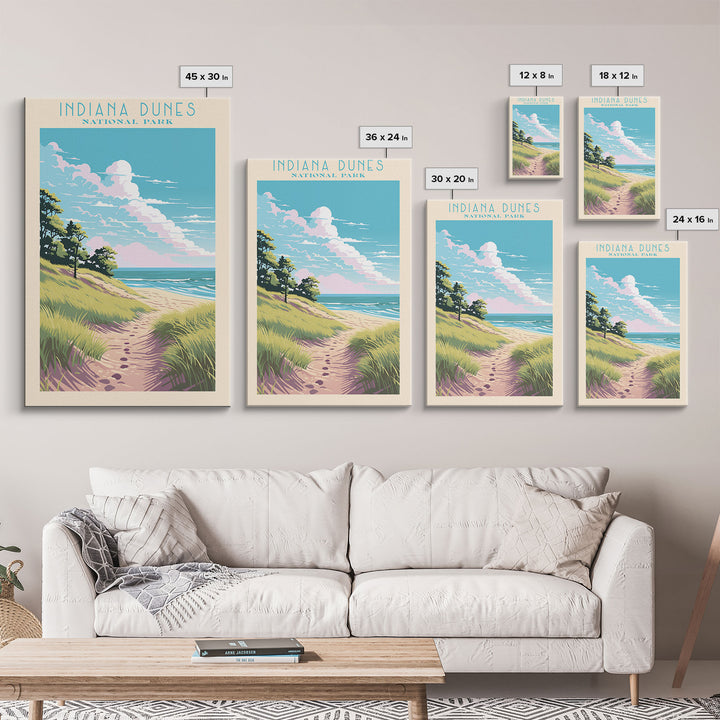 Indiana Dunes National Park Travel Poster Art, Canvas Print Wall Art, Indiana Travel Art, Midcentury Modern Travel Decor, Wall Art