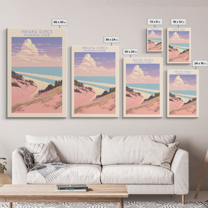 Indiana Dunes National Park Indiana Travel Art, National Park Print, Minimalist Travel Art, Midcentury Modern Style Landscape Painting