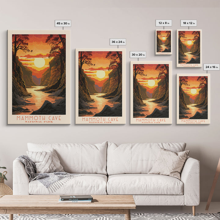 Mammoth Cave National Park Kentucky Travel Art, National Park Print, Minimalist Travel Art, Midcentury Modern Style Landscape Painting