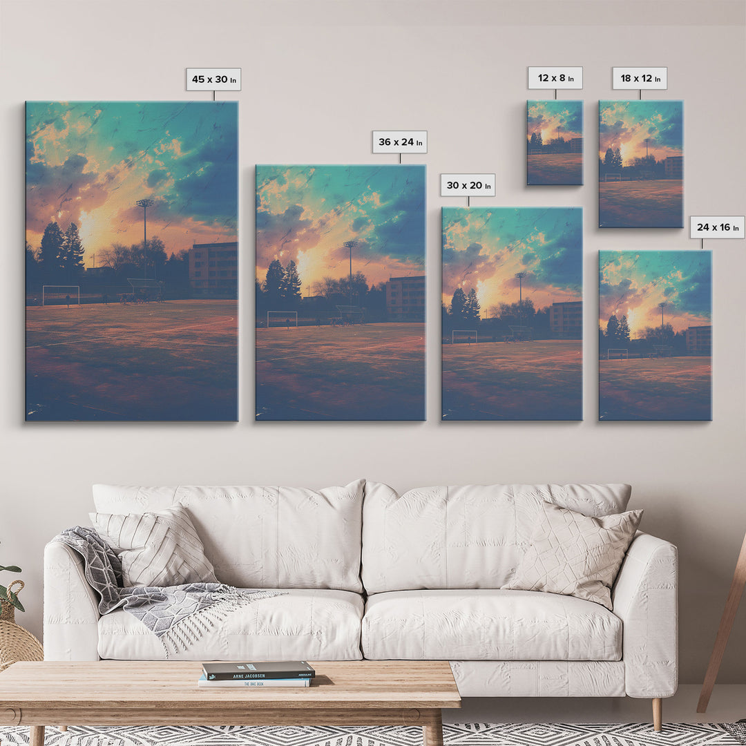Football Field, Kids Wall Art, Canvas Print, Wall Hanging, Portrait Art, Soccer Coach Gift, Soccer Wall Art, Family Home Art, Dorm Room Art
