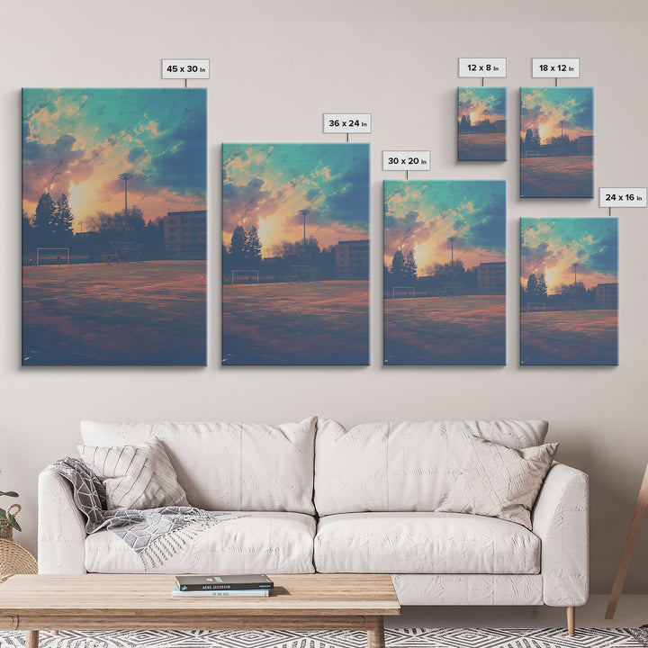 Football Field, Kids Wall Art, Canvas Print, Wall Hanging, Portrait Art, Soccer Coach Gift, Soccer Wall Art, Family Home Art, Dorm Room Art