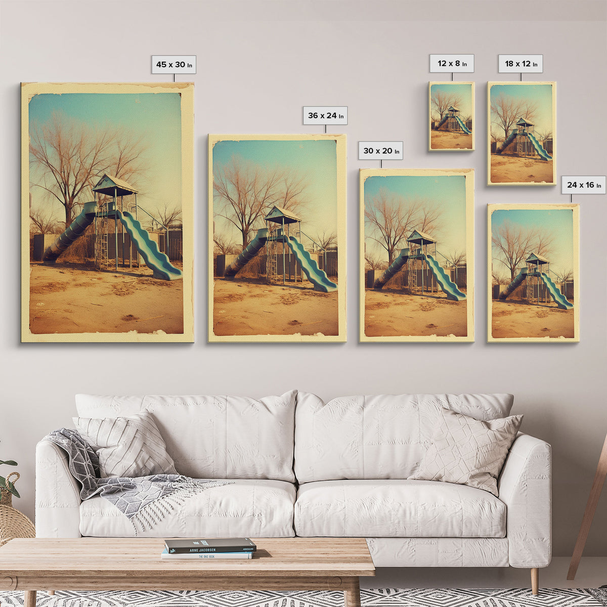 Playground, Nursery Wall Art, Playroom Art, Park, Slide, Canvas Print, Wall Hanging, Portrait Art, New Home Gift, Living Room Prints