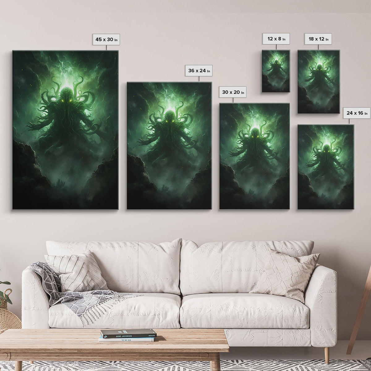 The Call Of Cthulhu - Portrait Of The Grim Reaper - Framed Canvas Print - Halloween Decor - Halloween Clearance - HP Lovecraft