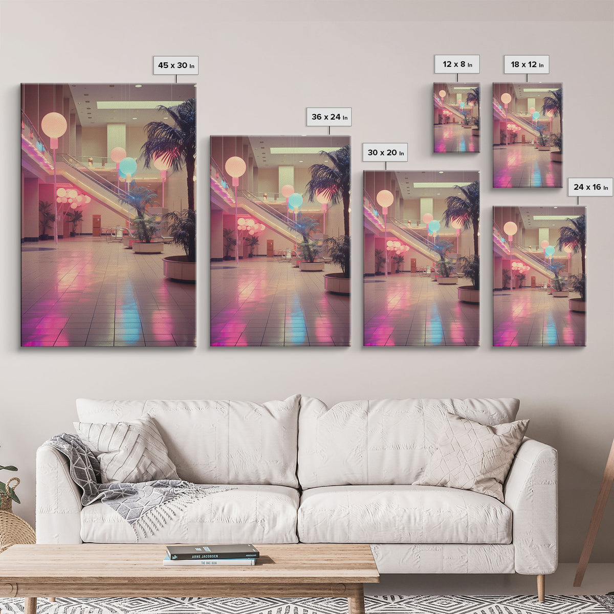 Photo Of A 1980s Mall, Framed Canvas Print, Liminal Spaces, Vaporwave Aesthetic Wall Art, Game Room Decor